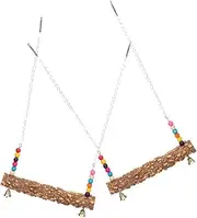 Kisangel Bird Stands for Parrots Chicken Wooden Swing Toys Parrot Perch Stand Set