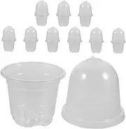 Abaodam 10Sets Plant Nursery Pots with Humidity Dome Outdoor Gardening Pots for Succulent and Plants Transparent Starter Containers for Seedlings