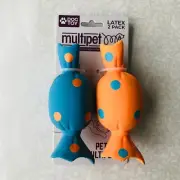 multipet Latex Toy Squeakables Orange/Blue Size : 4.5" X 2.0"