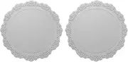 uxcell Round Silicone Placemats Set of 2, 14" Place Mats for Dining Table Heat Resistant Waterproof Oil Proof Kitchen Placemats, Gray