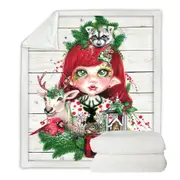 Cute Christmas Claire and Forest Animals Throw Blanket