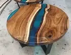 Epoxy Sofa Center Coffee Table Natural Wood Resin Walnut Handmade Furniture