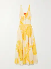 [La DoubleJ] La DoubleJ - Printed Silk Crepe De Chine Maxi Dress - Yellow - x large x large Yellow
