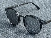 Guess Women's Round Sunglasses GF0305 56U Clear Black Marble With Silver Mirror
