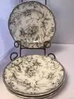 222 Fifth Adelaide Antique White Porcelain Salad/ Appetizer Plate Set /4 8.5”