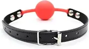 Leather Restraints Ball Mouth Plug Silicone Bondage Ball Gag Silicone Bondage Ball Gag for Sex, BDSM Restraints Toys Sex Gag Muzzles (Red)