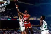 Robert Reid Houston Rockets shoots a layup against Kevin McHale Bo- Old Photo