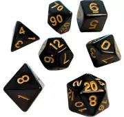 SDZ0002-03 SIRIUS DICE RPG Dice Set (7): Solid Black, Gold Ink
