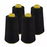 4 Cones of Polyester Threads for Sewing Quilting Serger Black