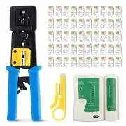 RJ45 Pass Through Crimp Tool Kit - Ethernet Crimping Tool with 50 Cat5/Cat5e/...