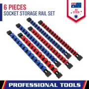 6-Piece Organizer Socket Holder 1/4" 3/8" 1/2" Socket Clip Rail Holder Portable