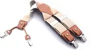 [ROSSRORE] Men's Heavy-Duty Suspenders - Vintage Y-Back Adjustable Suspender Straps with Swivel Hooks, Elastic Braces for Jeans, Trousers, Weddings & Work (Unisex, 30-49 Inch)