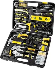[CARTMAN] Yellow 218Piece Tool Set General Household Hand Tool Kit with Plastic Toolbox Storage Case