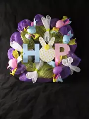 Easter Bubble Deco Mesh Ribbon Wreath