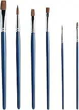 Artist Paint Brushes Set of 6, Gouache Poster Colour Acrylic Watercolour, Flat & Round Bristles
