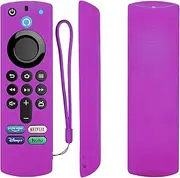 Protective Silicone Remote Case Compatible with TV Stick (3rd Gen) 2021 Alexa Voice Remote, Anti-Slip, Shockproof, kin-Friendly and Washable(Purple)
