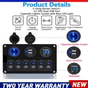 6Gang 12V Switch Panel Control Dual USB ON-OFF Toggle for Car Boat Truck Replace (for: Daihatsu)