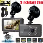 Dash Cam 3" Screen 1080P HD Lens Car DVR Recorder Front and Rear Camera G-sensor