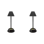 2PK Boyle LED Rechargeable Table Lamp with Cone Shade 10x10x28cm Matt Black