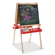 Deluxe Wooden Art Easel with Chalkboard Dry Erase Board for Kids Ages 3 to 8