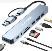 USB Hub 3.0 Multiport Adapter 8 Port, Aluminum USB & USB C Hub 3.0 Expander S...
