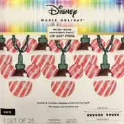 25 Disney Magic Holiday "Peppermint Stripe Sparkle" Mickey Mouse Ear LED Lights