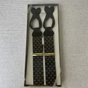 Trafalgan Men's Suspenders Button End Braces Khaki Pattern Adjustable