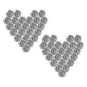 50Pcs Glitter Roses, Foam Artificial Flowers Roses Heads with Stem, Silver