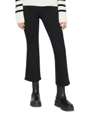 Frame The Jetset High Rise Crop Bootcut Jeans in Sheen Noir