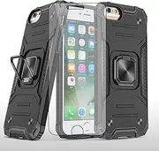 Asuwish Phone Case for iPhone 6plus 6splus 7plus 8plus i 6/6s/7/8 Plus with Screen Protector Cover and Ring Holder Stand Hybrid Cell iPhone6splus i Phone7s 7s 7+ 8s 8+ Phones8 6+ i6 6s+ Men Black