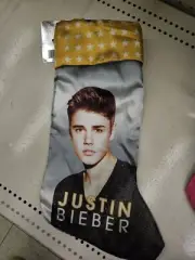 Justin Bieber Gold Christmas Stocking New Free Shipping