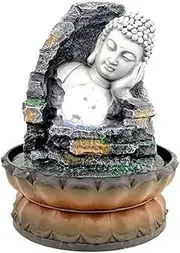 Indoor Water Fountains Resin Water Fountain Ornaments Office Sleeping Buddha Base Feng Shui Crafts Creative Indoor Waterscape Home Decor Gift Waterfall Fountain