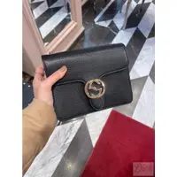 在飛比找蝦皮購物優惠-【歐洲outlet正品】Gucci 黑色 釦式 大logo 