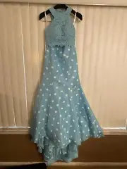 sherri hill dress size 0 NWT Blue with white Dots 2 Piece with lace beads
