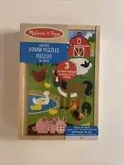Melissa & Doug Wood Jigsaw NEW Puzzles En Bois 3 Puzzles 12 Pieces Age 3+