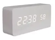 TODO Rechargeable LED Digital Alarm Clock Woodgrain USB Android iOS Control A...