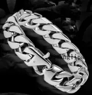 15mm 9" Silver Cuban Curb Link Mens Chain Boys 316L Stainless Steel Bracelet