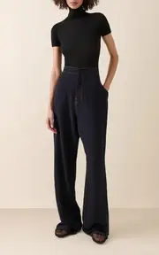 [ALAÏA] Fluid Wool-Blend Straight-Leg Pants