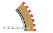 Scalextric C8225 R2 Curve Inner Borders 45º, 4/pk 1:32 analog slot car track