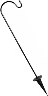 MOTHNUR Outdoor Solar Garden Shepherd Hook Rustic Ground Hanging Hook for Courtyard Decor Lawn Stake for Bird Feeders and Lanterns Easy Installation Garden Accessory