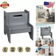 Convenient Gray Two-Step Kitchen and Bathroom Stool - Perfect for Kids & Adults
