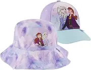 [Disney Frozen] Toddler Sun, Elsa & Anna Kids Bucket Hat and Matching Baseball Cap for Girls, Age 2-4