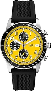 [FOSSIL] Men's Black Silicon Sport Tourer Analogue Watch, 42mm