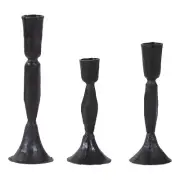 Newtown Cast Iron Taper Candle Holders Set - 3 Sizes, Hammered Finish