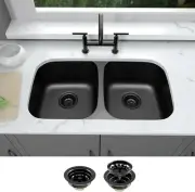 Undermount Kitchen Sink 32” X 18”, Double Bowl Kitchen Sinks, Stainless Steel Ki