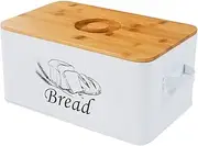 SOTECH Bread Box with Cutting Board and Handle Bread Holder with Bamboo Lid for Kitchen Countertop,Loaf Bread Storage Container Farmhouse Bread Bin