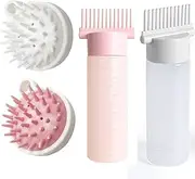 Hair Oil Applicator, Pack of 2 Applicator Bottles with 2 Scalp Massage Brushes, Hair Bottle Applicator Bottle, Even Hair Dye Brush, Scalp Massager, Brush Hair Dyeing