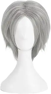 Anime Game Devil May Cry 5 Dante Cosplay Wig, Silver Grey Short Hair, Role Play Halloween Props Accessories with Wig Cap