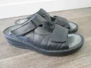 Mephisto Mobils Black Leather Slide Sandals 39 9