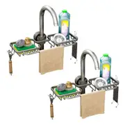 2XDark Grey Kitchen Sink Organiser Faucet Soap Sponge Caddy Rack Drainer with To